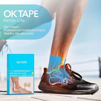 OK TAPE Kinesiology Tape Precut 10 Strips - Ankle Sprain Prevention, Elastic Breathable Sports Tape