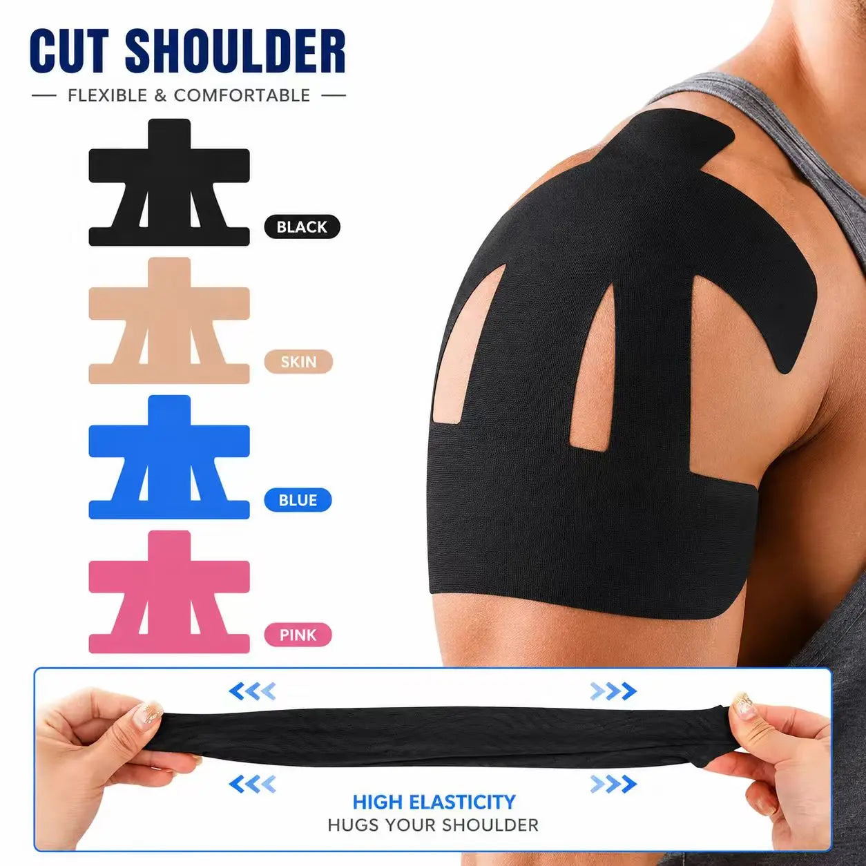 8pc Sports Kinesiology Tape Set for Shoulder & Neck - Muscle Relief, Multi-Sport